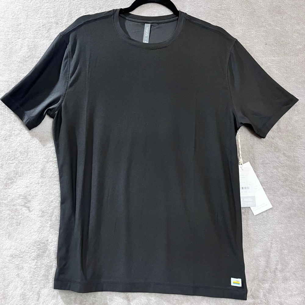 Vuori Strato Tech Tee Mens Medium Black Performance Moisture Wicking Gym Shirt
